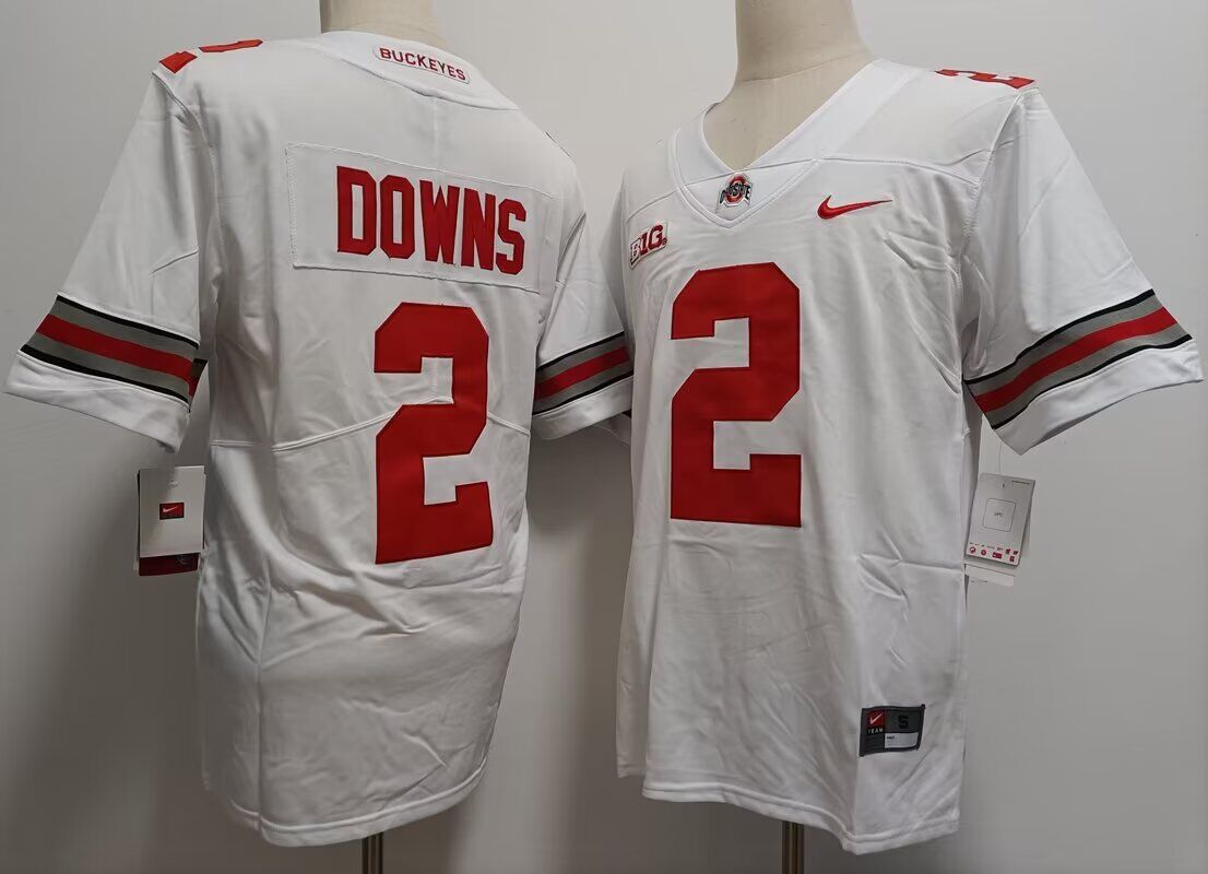 NCAA Men Ohio State Buckeyes #2 Caleb Downs white  Nike jersey->ncaa teams->NCAA Jersey